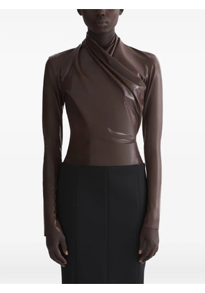 Mugler draped long-sleeved bodysuit - Brown