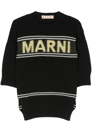 Marni intarsia-knit logo cotton jumper - Black
