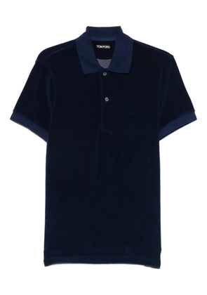 TOM FORD button knitted polo shirt - Blue