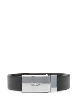 BOSS leather silver-buckle belt - 002 BLACK