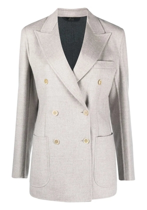 Brioni mélange-effect double-breasted blazer - Neutrals