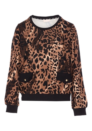 LIU JO leopard-print embellished sweater - Brown