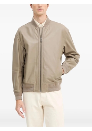 BOSS Jobrice zip-up leather jacket - Neutrals