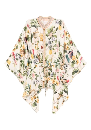 Camilla graphic-print silk shirt - Neutrals