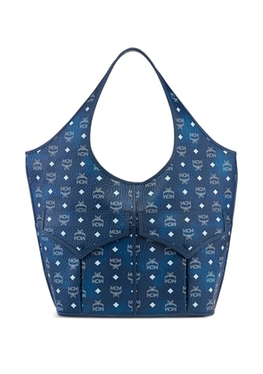 MCM large Leni signature Visetos canvas tote bag - Blue