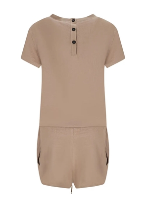 The Attico button-fastening drawstring jumpsuit - Neutrals