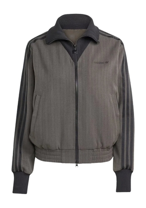 adidas striped-pattern zip-fastening sweatshirt - Grey