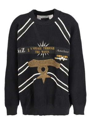 Gianfranco Ferré Pre-Owned ribbed print knitted sweater - Black