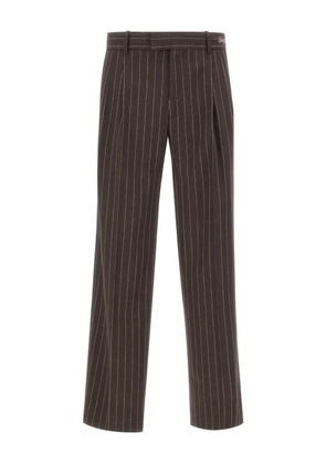 Drôle De Monsieur pinstriped pleated pants - Brown