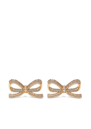 Self-Portrait bow crystal earrings - Gold