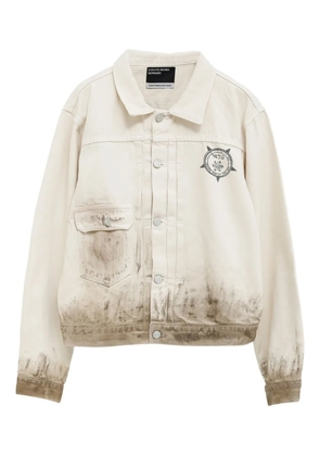Enfants Riches Déprimés Type VIII graphic-print distressed denim jacket - Neutrals