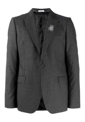 Alexander McQueen insect-embellished pinstriped blazer - Grey