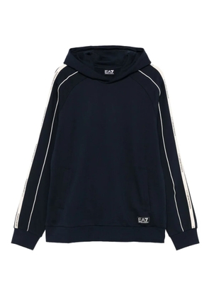 Ea7 Emporio Armani tape-detailed cotton hoodie - Blue