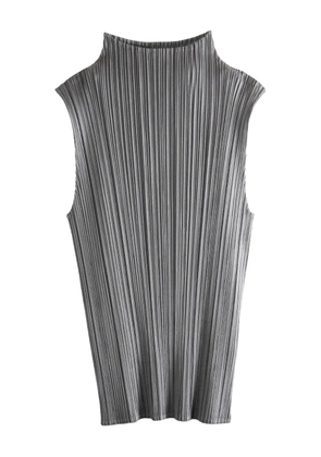 Pleats Please Issey Miyake pleated funnel-neck top - Grey