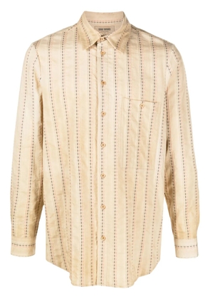 Uma Wang Tab striped cotton shirt - Neutrals