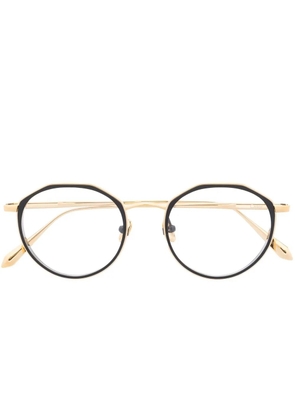 Linda Farrow Cesar round-frame etched glasses - Gold