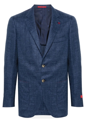 Isaia brooch-detail mélange blazer - Blue