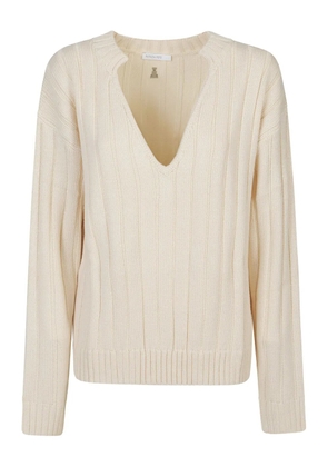 Patrizia Pepe V-neck ribbed sweater - Neutrals