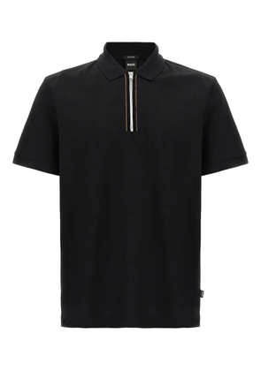 BOSS half-zip short-sleeve polo shirt - Black