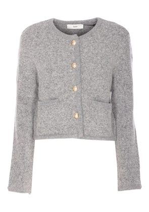 DUNST collarless bouclé cardigan - Grey