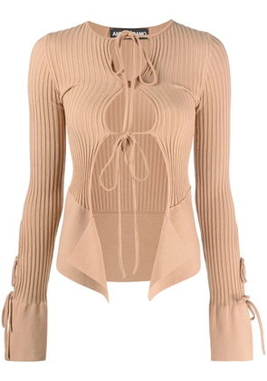 ANDREĀDAMO ribbed-knit long-sleeve top - Neutrals