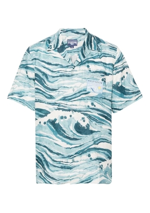 Maison Kitsuné wave pocket shirt - Blue