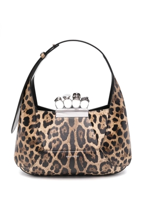Alexander McQueen Jewelled leopard-print shoulder bag - Neutrals