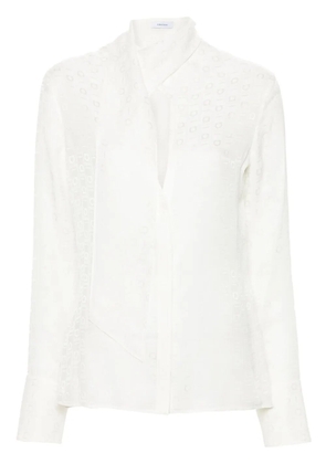 Ferragamo monogram-jacquard silk shirt - White