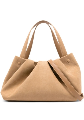 Themoirè pleated suede tote bag - Neutrals