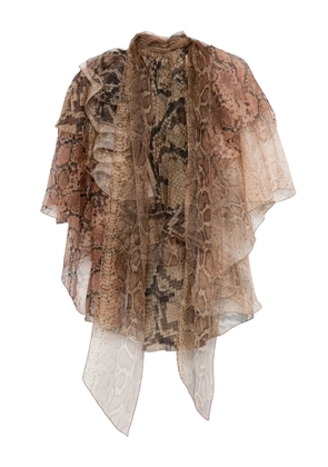 ZIMMERMANN ruffled snakeskin-print blouse - Brown