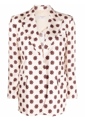 Alberto Biani geometric-pattern silk blazer - Neutrals