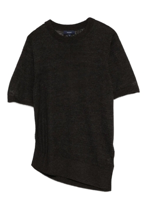 Soeur asymmetric-hemline short-sleeve t-shirt - Brown