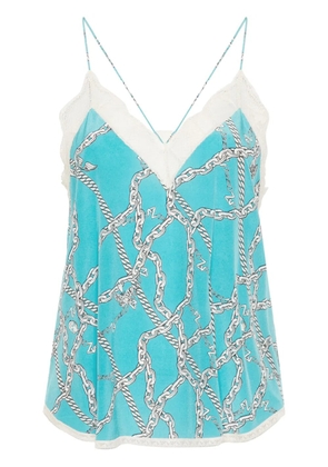 Zadig&Voltaire Christy logo-print silk top - Blue
