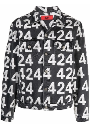 424 logo-print cotton-blend denim jacket - Grey