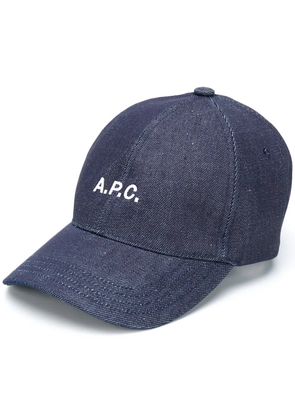A.P.C. embroidered logo denim cap - Blue