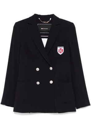 Kiton logo-patch blazer - Blue