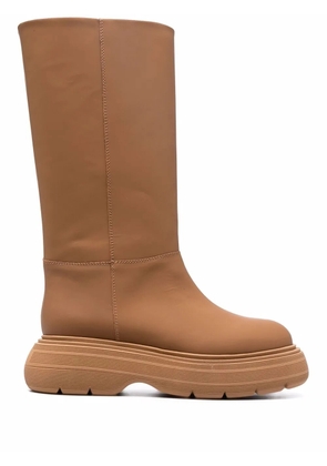 GIABORGHINI chunky sole leather boots - Brown