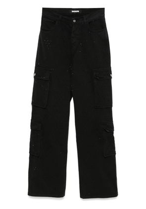 BARROW rhinestone-embellished cargo jeans - Black