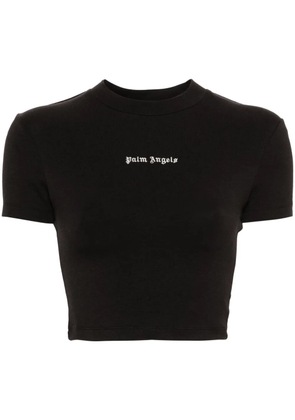 Palm Angels monogram-embroidered cropped T-shirt - Black