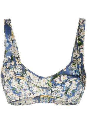 ZIMMERMANN Tama floral-print silk bralette - Blue