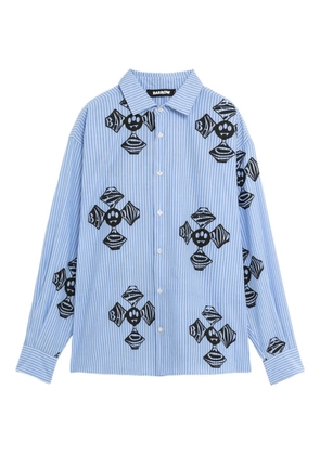 BARROW striped graphic shirt - Blue