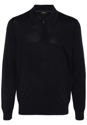 Brioni zip-fastening wool polo shirt - Blue