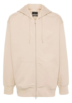 Y-3 logo-print zip-up hoodie - Neutrals