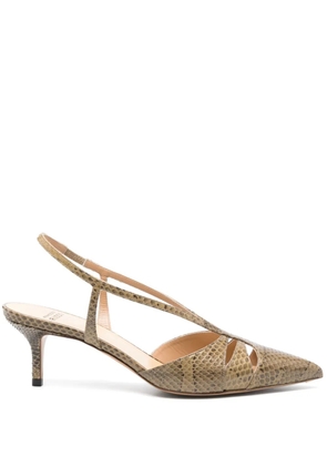 Francesco Russo 55mm snakeskin-effect pumps - Brown