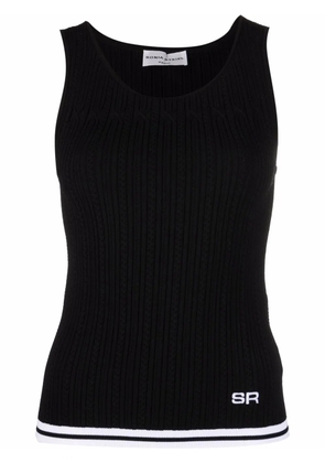 Sonia Rykiel logo-embroidered pointelle-knit tank top - Black