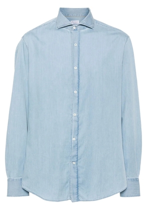 Brunello Cucinelli spread-collar cotton shirt - Blue