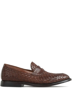 Green George interwoven loafers - Brown