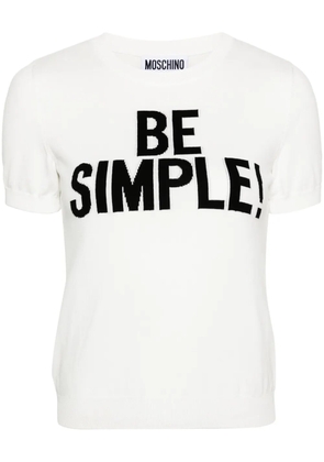 Moschino slogan intarsia-knit cotton jumper - White