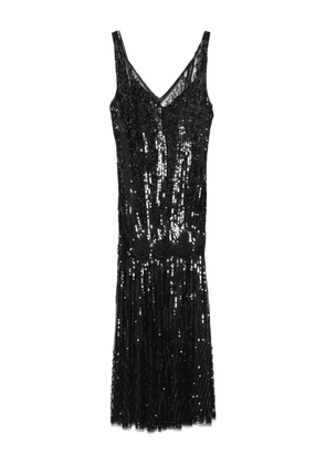 Alberta Ferretti sequin-embellished V-neck gown - Black