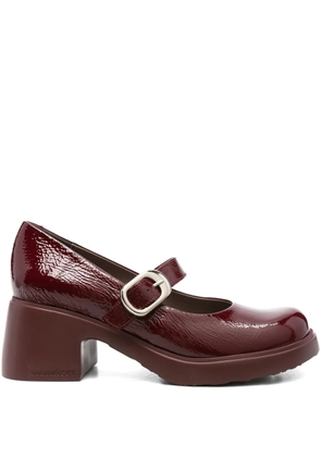 wonders 60mm patent leather buckle pumps - Red